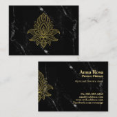 ~ Sacred Gold Hamsa Abstract wit zwart marmer Visitekaartje (Voorkant / Achterkant)