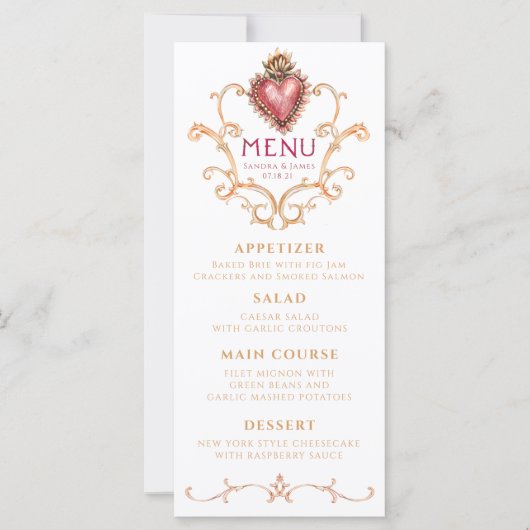 Sacred Heart Baroque Weddenningmenu (Voorkant)