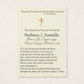 Sacred Heart Catholic Funeral Memorial Carte Saint (Dos)
