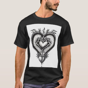 Sacred Heart gotische tatoeage illustratie Vinta T-shirt