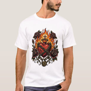 Sacred Heart Gotische Tattoo Stijl Donkere Romanti T-shirt