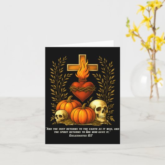Sacred Heart Halloween Jesus Skulls Pumpkins Chris Kaart (Gele Bloem)