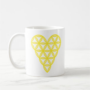 Sacred Heart - Heart of life, 3D/Yellow. Koffiemok