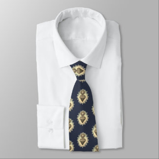 Sacred Heart Necktie Navy Blue met Sacred Heart Stropdas