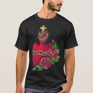 Sacred Heart of Jesus Catholic Art Traditional Lat T-shirt