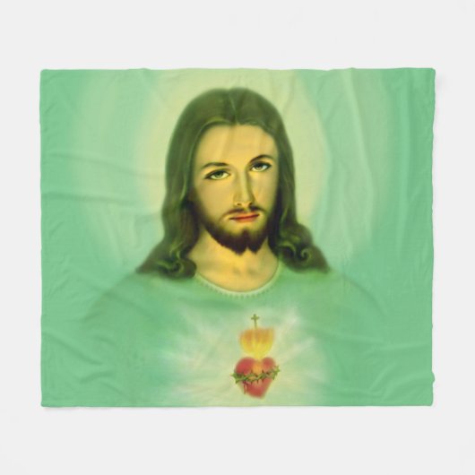 Sacred Heart of Jesus Fleece Blanket, Deken (Voorkant (Horizontaal))