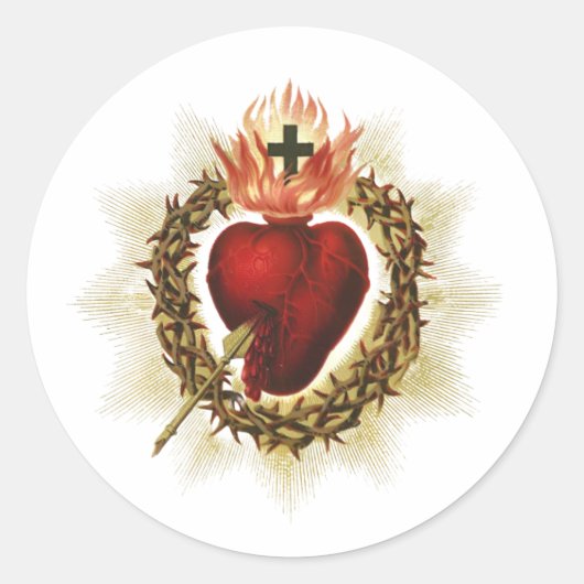 Sacred Heart of Jesus Round Stickers  (Devant)