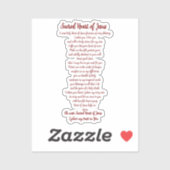 Sacred Heart Prayer Vinyl Sticker (Feuille)