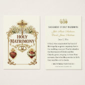 Sacred Hearts Catholic Wedding Prayer Card (Devant & derrière)