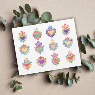SACRED HEARTS, WATERVERF, mexico, mexicaanse folk Briefkaart