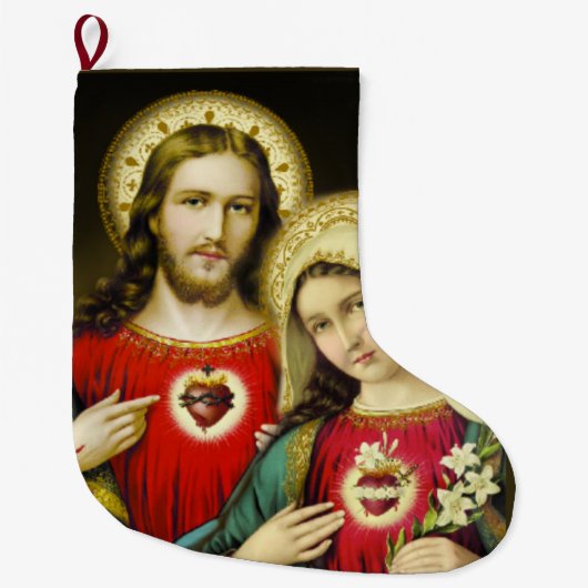 Sacred Jesus Immaculate Heart Mary Grote Kerstsok (Voorkant)