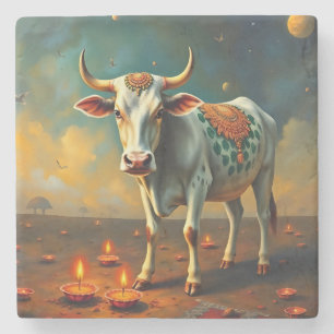 Sacred Koe Diwali Table Accent Stenen Onderzetter