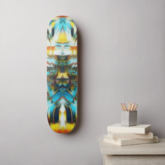 Sacred Light Wave Mask light blue yellow orange Skateboard (Muurkunst)