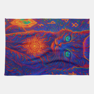 Sacred Neon Cat Theedoek