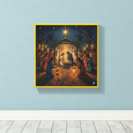 Sacred Night Nativity Scene – Vibrant Christmas Canvas Afdruk