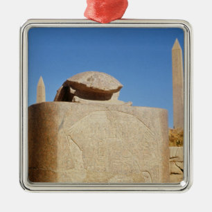 Sacred scarab standbeeld in de tempel van Amun Metalen Ornament