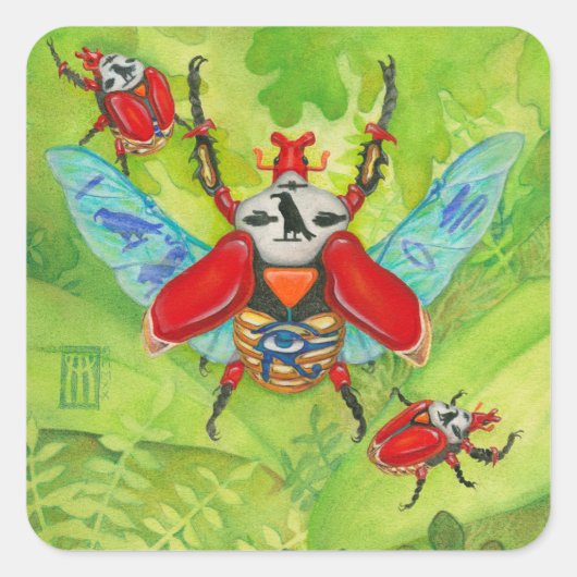 Sacred Scarabs Vierkante Sticker (Voorkant)