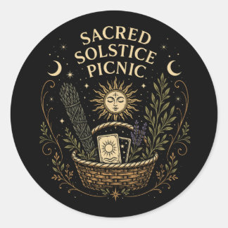Sacred Solstice Picnic Litha Ronde Sticker