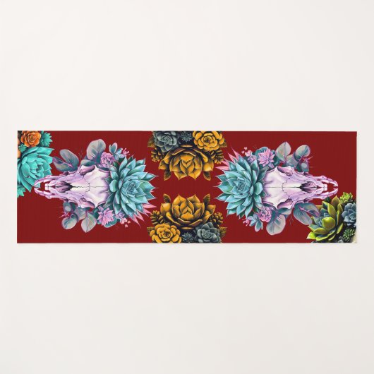 Sacred Stillness-Succulents and Skulls Yogamat (Voorkant (horizontaal))