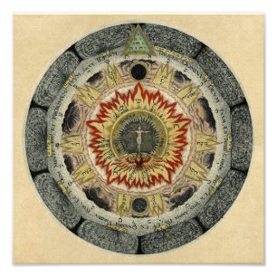 Sacred Tetragrammaton Mandala Foto Afdruk