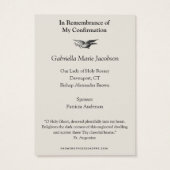 Sacrement de la confirmation du souvenir Carte Sai (Dos)