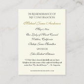 Sacrement Saint-Esprit Confirmation Carte Sainte — (Dos)