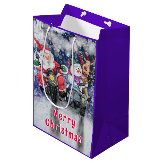 Sacs cadeau de Noël amusant avec des amis heureux (Devant Angle)