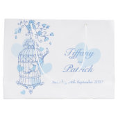 Sacs cadeau inséparables bleu mariage cage à oisea (Dos)