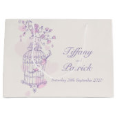 Sacs cadeau inséparables bleu mariage cage à oisea (Devant)