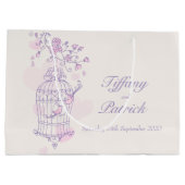 Sacs cadeau inséparables bleu mariage cage à oisea (Dos)