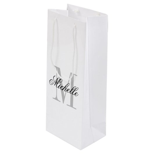 Sacs cadeau monogramme chic bouteille de vin perso (Devant Angle)