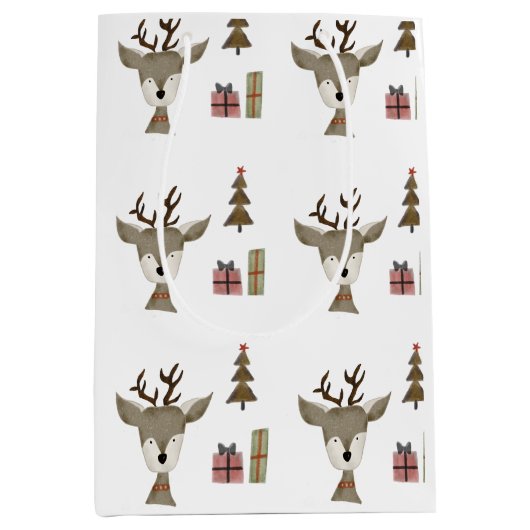 Sacs Cadeaux | Aquarelle | Reindeer (Devant)