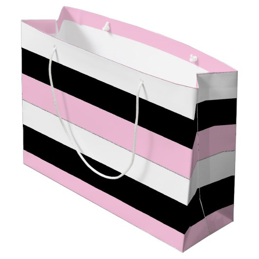 Sacs cadeaux Black, Rose et White Stripes (Dos Angle)