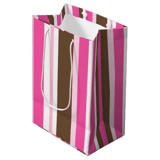Sacs Cadeaux Brun & Rayure Rose  (Devant Angle)