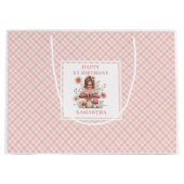 Sacs Cadeaux de Naissance Fleuris Rose Fée Chic (Devant)