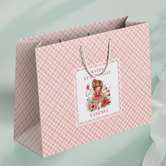 Sacs Cadeaux de Naissance Fleuris Rose Fée Douce F