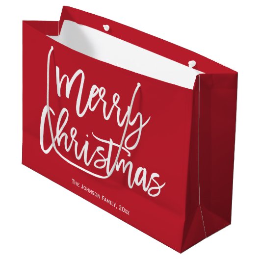 Sacs cadeaux de Noël Joyeux Rouge (Devant Angle)