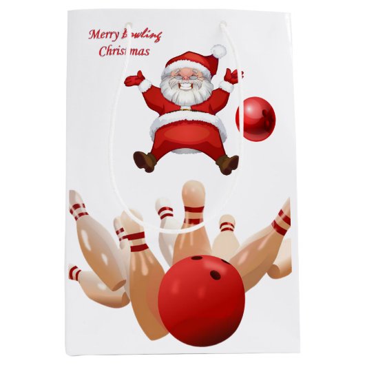 Sacs cadeaux de Noël Père Noël Bowling (Devant)