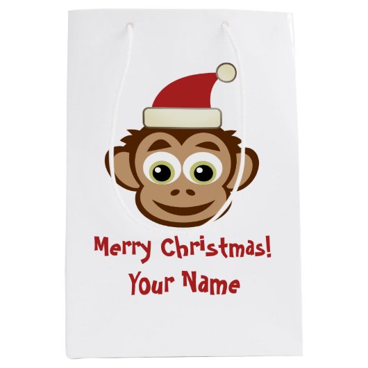 Sacs cadeaux de Noël pour singe du Père Noël (Devant)