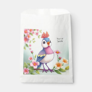 Sacs Cadeaux Fleuris Oiseau Bleu Rose Mignon