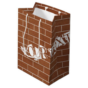 Sacs Cadeaux Mur de Briques avec Texte Personnalis