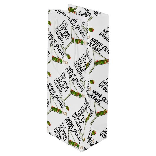 SACS Cadeaux - Plus d'Olives. Manger des Légumes! (Devant Angle)