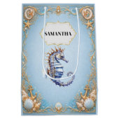 Sacs cadeaux thème plage bleu hippocampe (Dos)