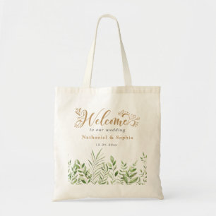 Sacs de bienvenue de mariage à aquarelle de feuill