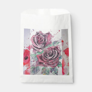 Sacs de cadeaux de fête floraux Fleur d'art Rose r