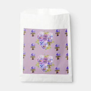 Sacs de cadeaux de fête floraux violets de pensée 