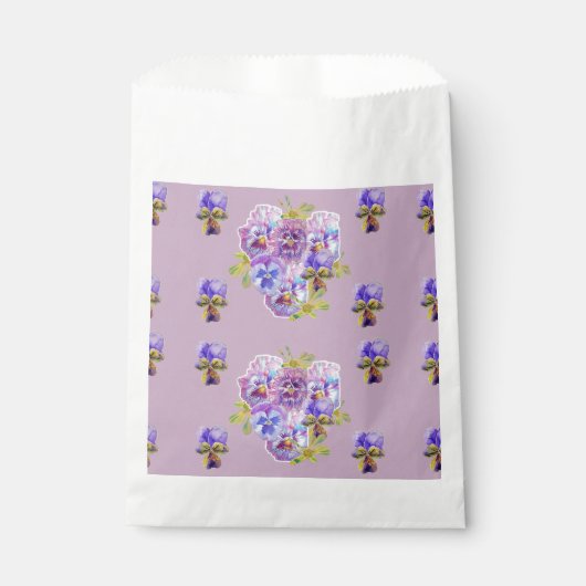 Sacs de cadeaux de fête floraux violets de pensée (Devant)