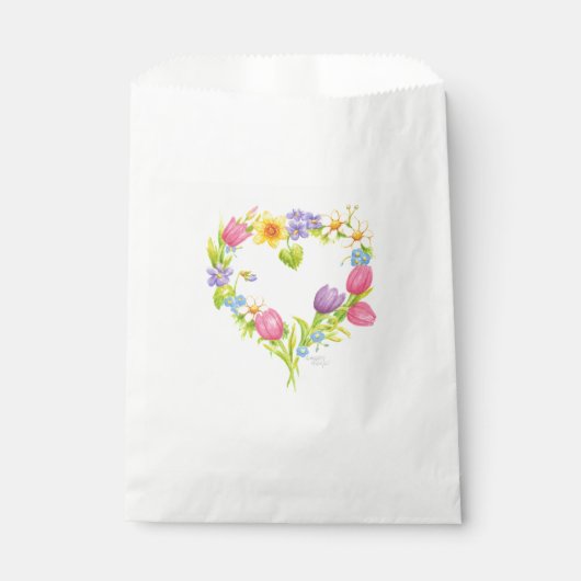 Sacs de Faveur de Couronne de Coeur Floral Aquarel (Devant)