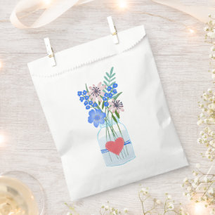 Sacs de Faveur de Pot de Maçon Floral Bleu