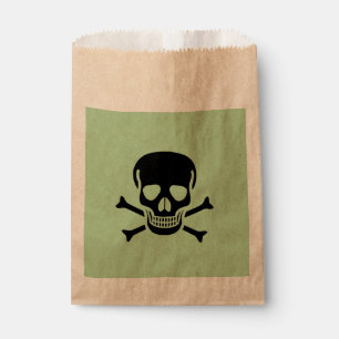 Sacs de faveur en kraft vert crâne noir